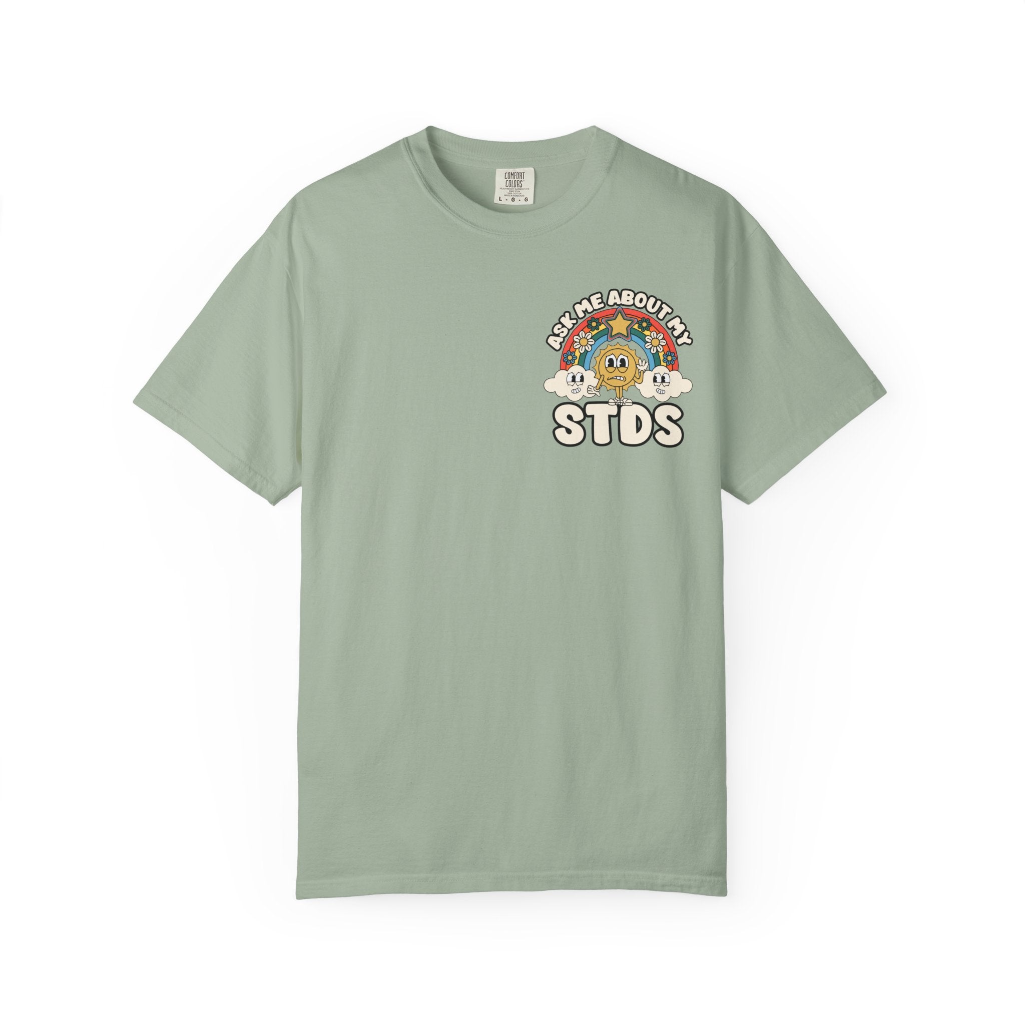 Adult Humor "Ask Me About My STDs" Double-Sided Retro Tee