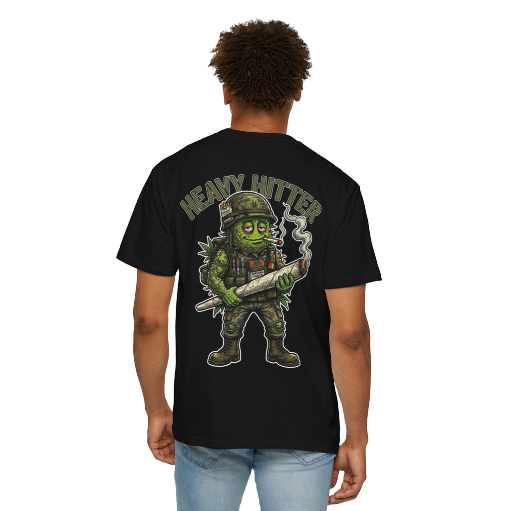 Heavy Hitter - Retro 1980s Action Comic Cannabis Graphic T-Shirt