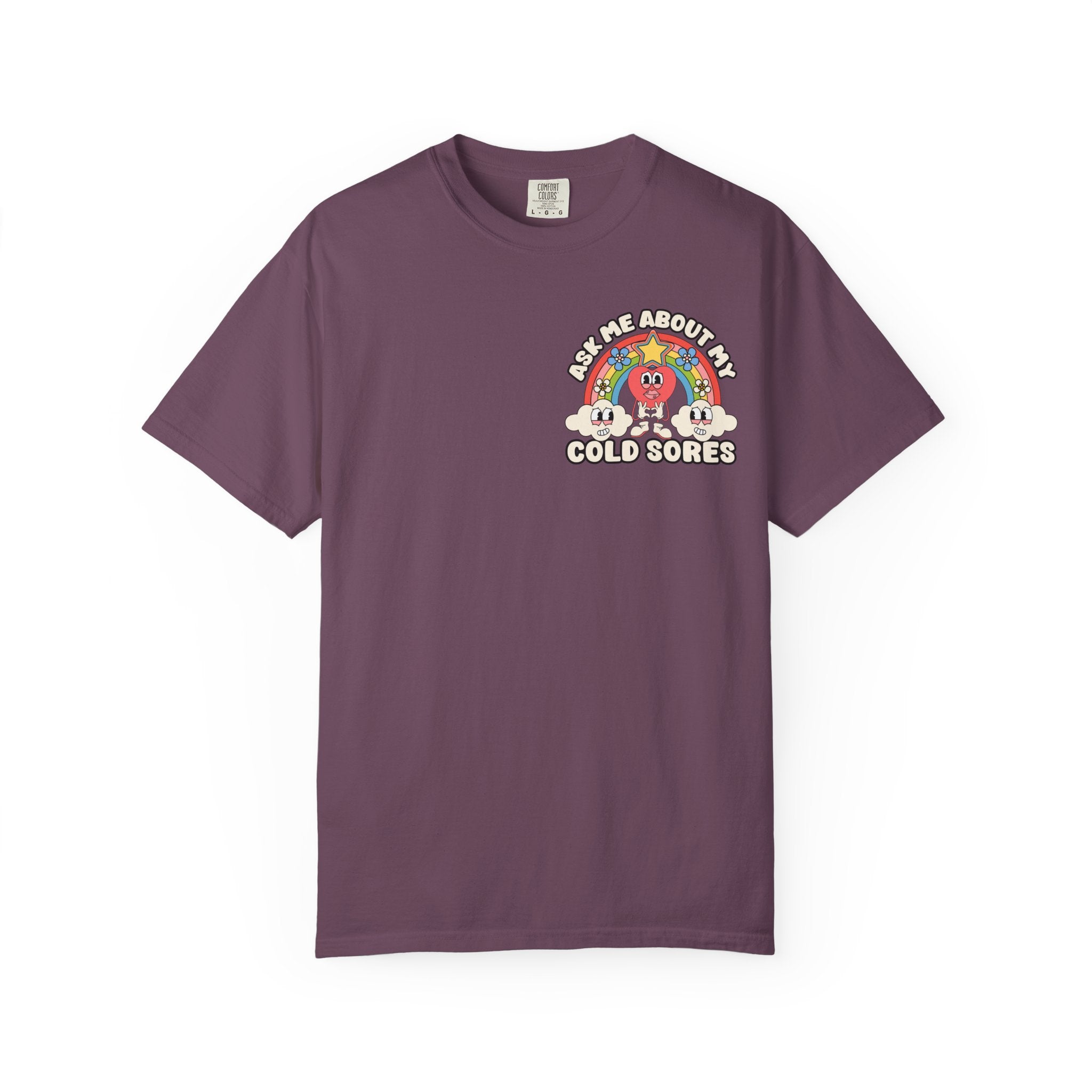 Adult Humor "Ask Me About My Cold Sores" Double-Sided Retro Tee