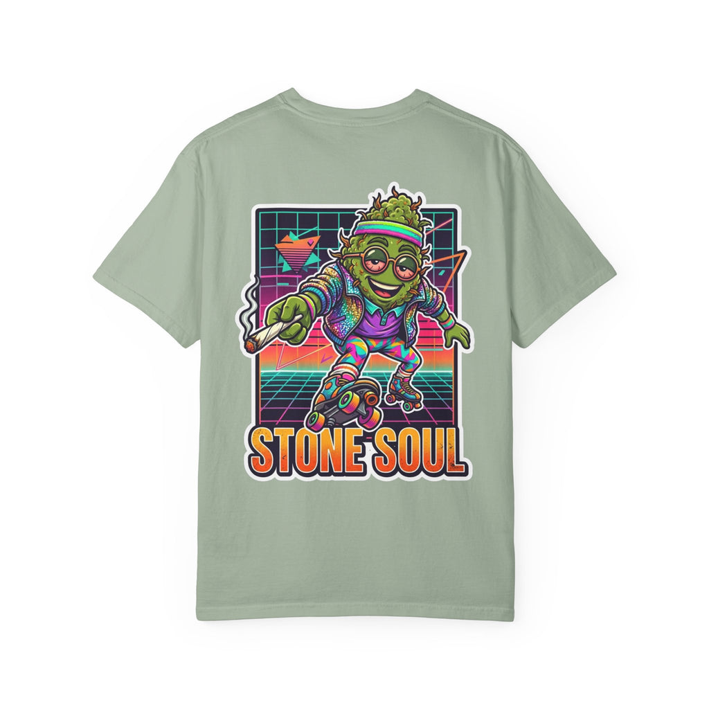Retro 80s Synthwave Stone Soul Roller Skating Weed Bud Graphic Tee