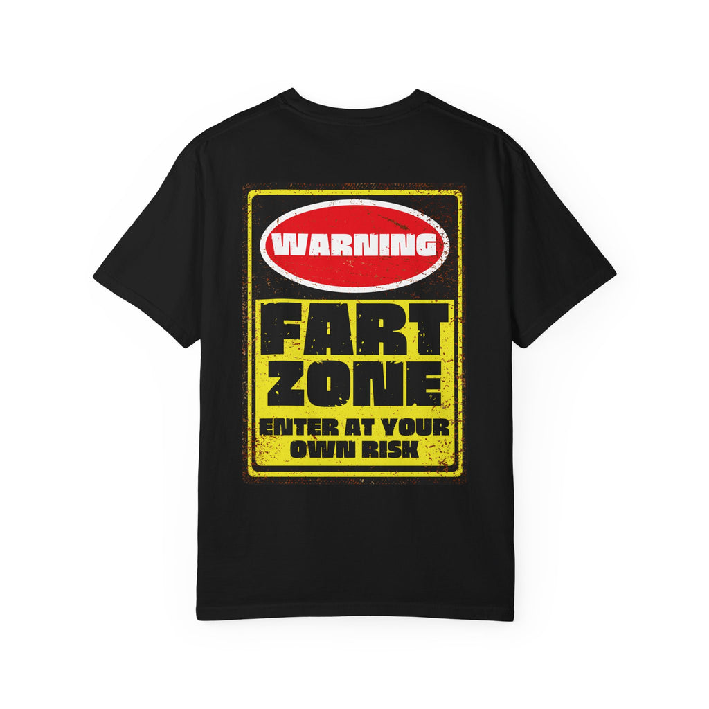 Funny Fart Zone Warning Sign T-Shirt - Retro Distressed Gag Gift Tee