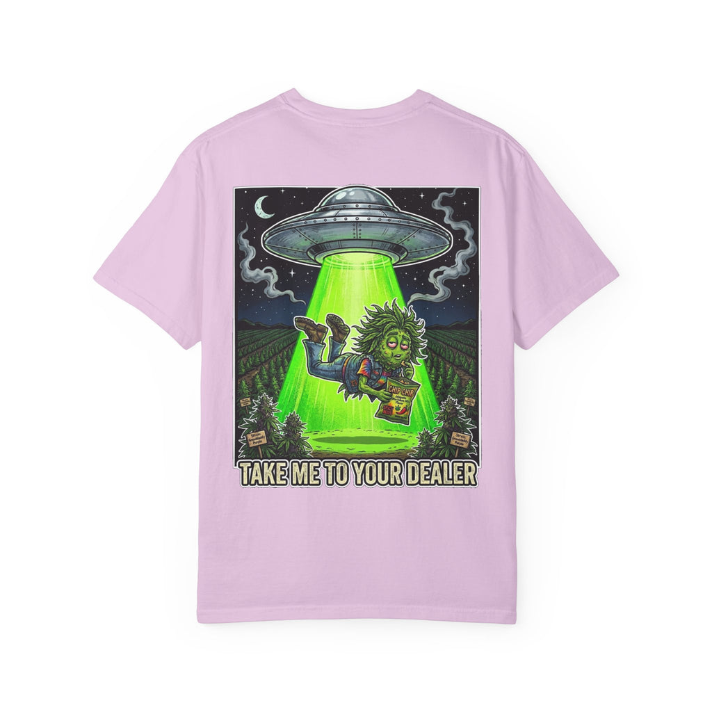 Take Me To Your Dealer - Retro Sci-Fi Cannabis Graphic Tee