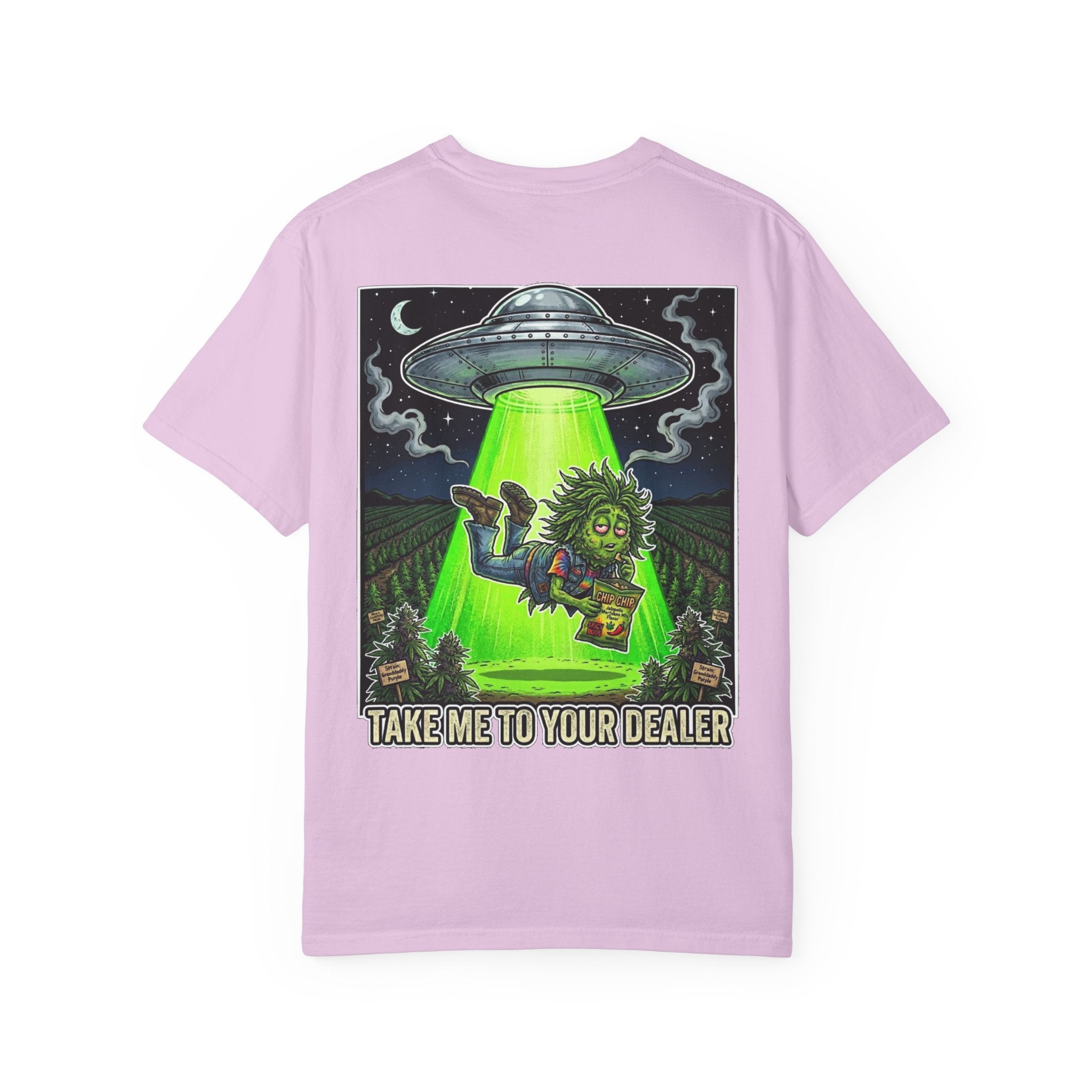 Take Me To Your Dealer - Retro Sci-Fi Cannabis Graphic Tee