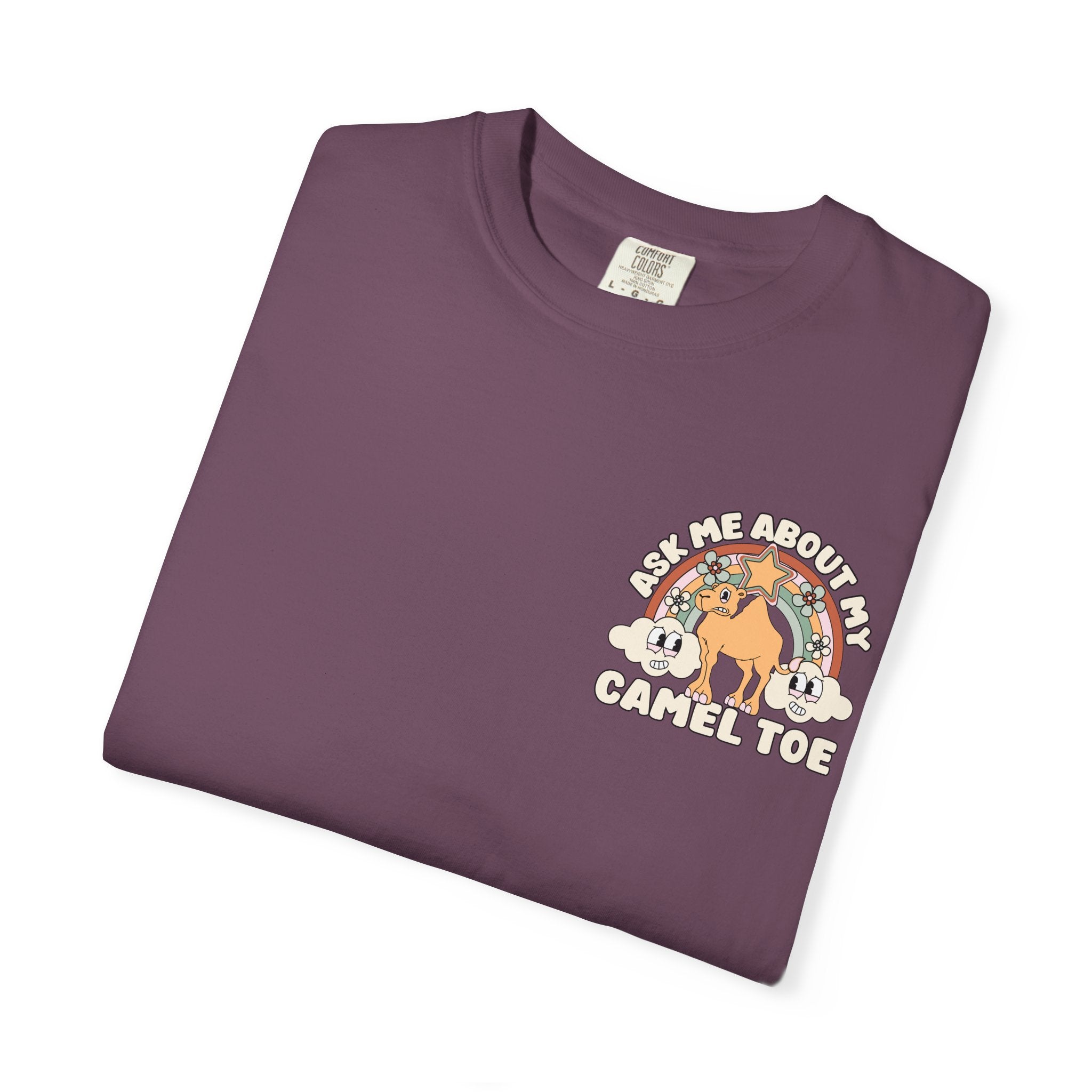Adult Humor "Ask Me About My Camel Toe" Double-Sided Retro Tee
