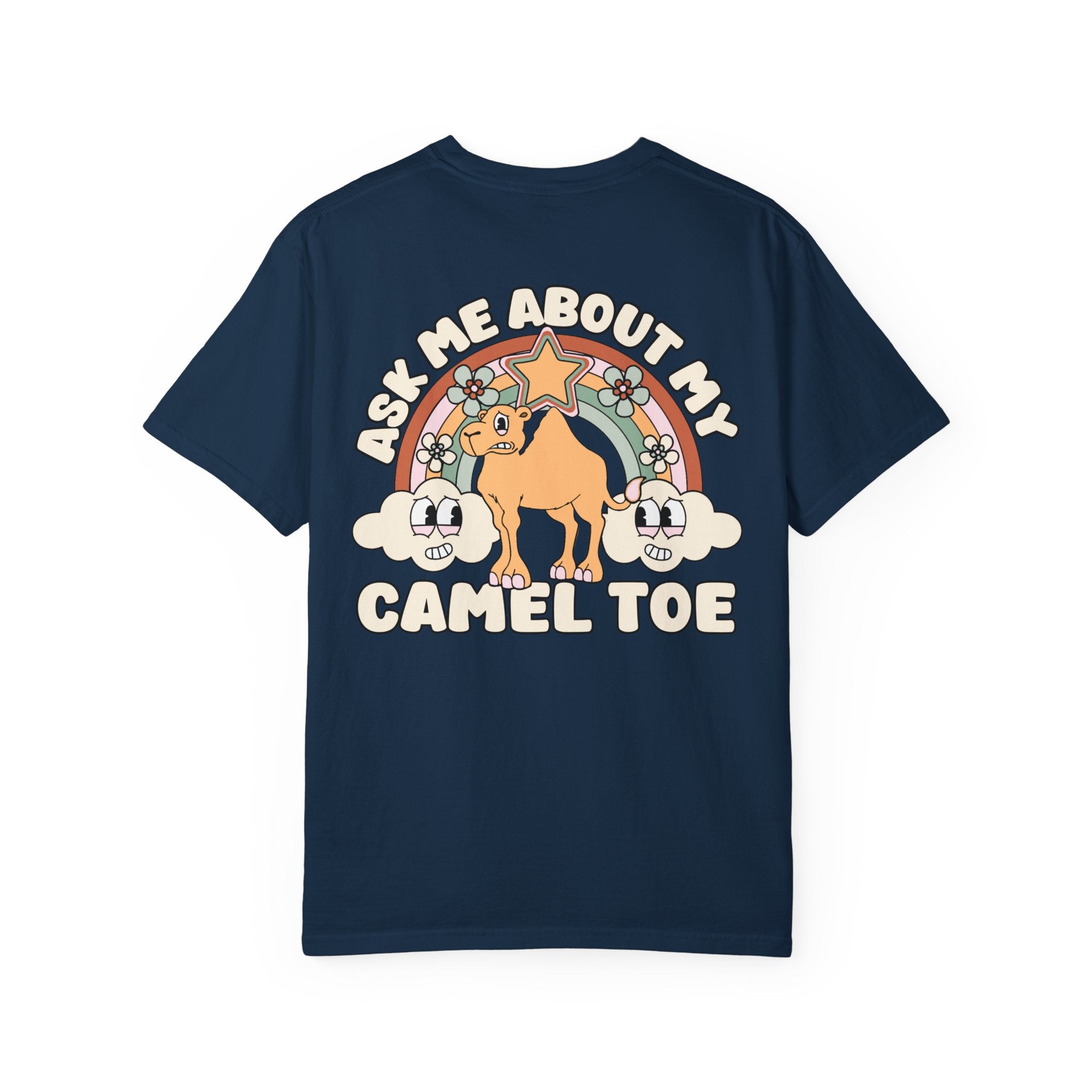 Adult Humor "Ask Me About My Camel Toe" Double-Sided Retro Tee