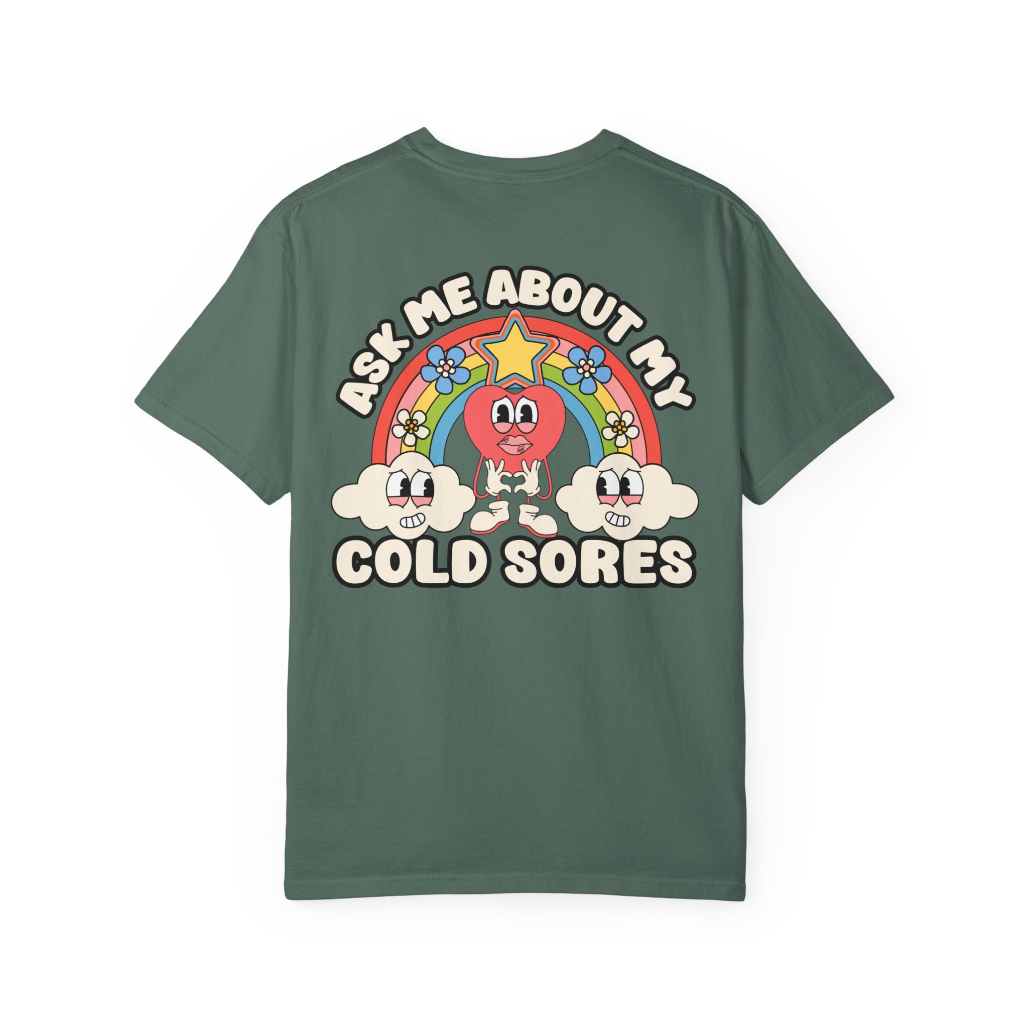 Adult Humor "Ask Me About My Cold Sores" Double-Sided Retro Tee