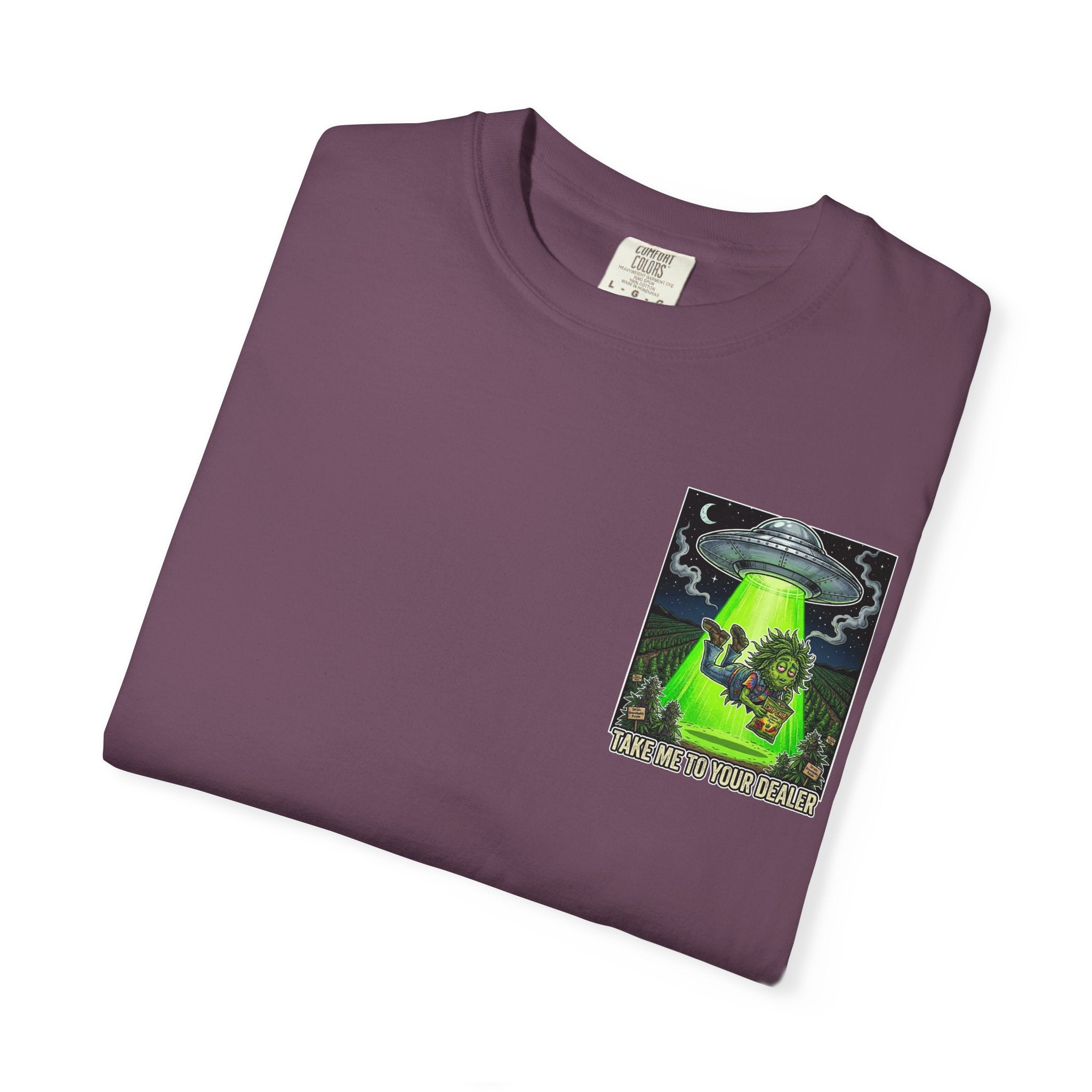 Take Me To Your Dealer - Retro Sci-Fi Cannabis Graphic Tee