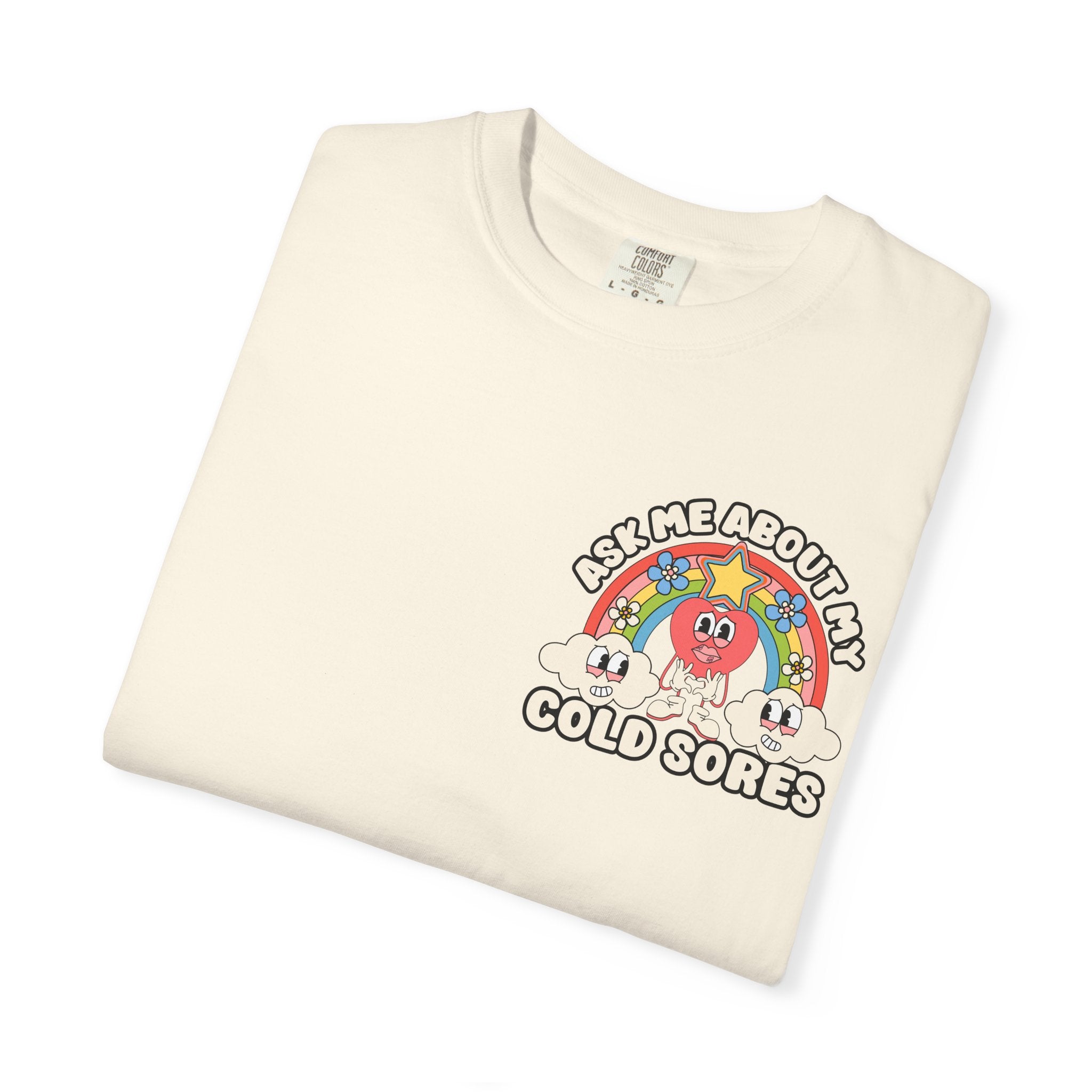 Adult Humor "Ask Me About My Cold Sores" Double-Sided Retro Tee