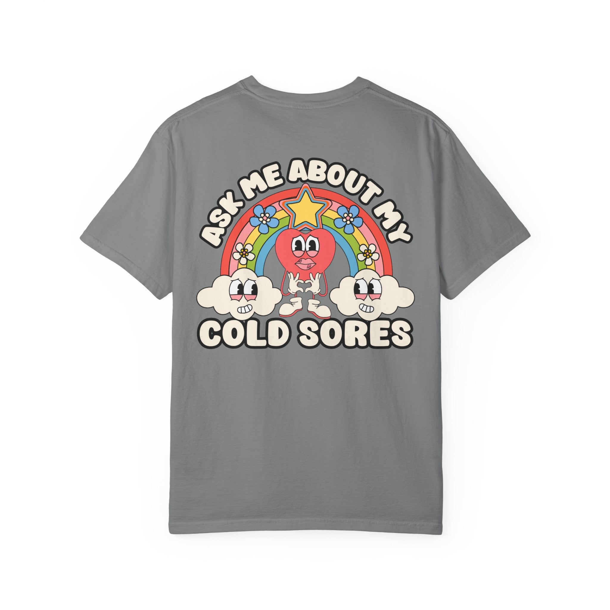 Adult Humor "Ask Me About My Cold Sores" Double-Sided Retro Tee