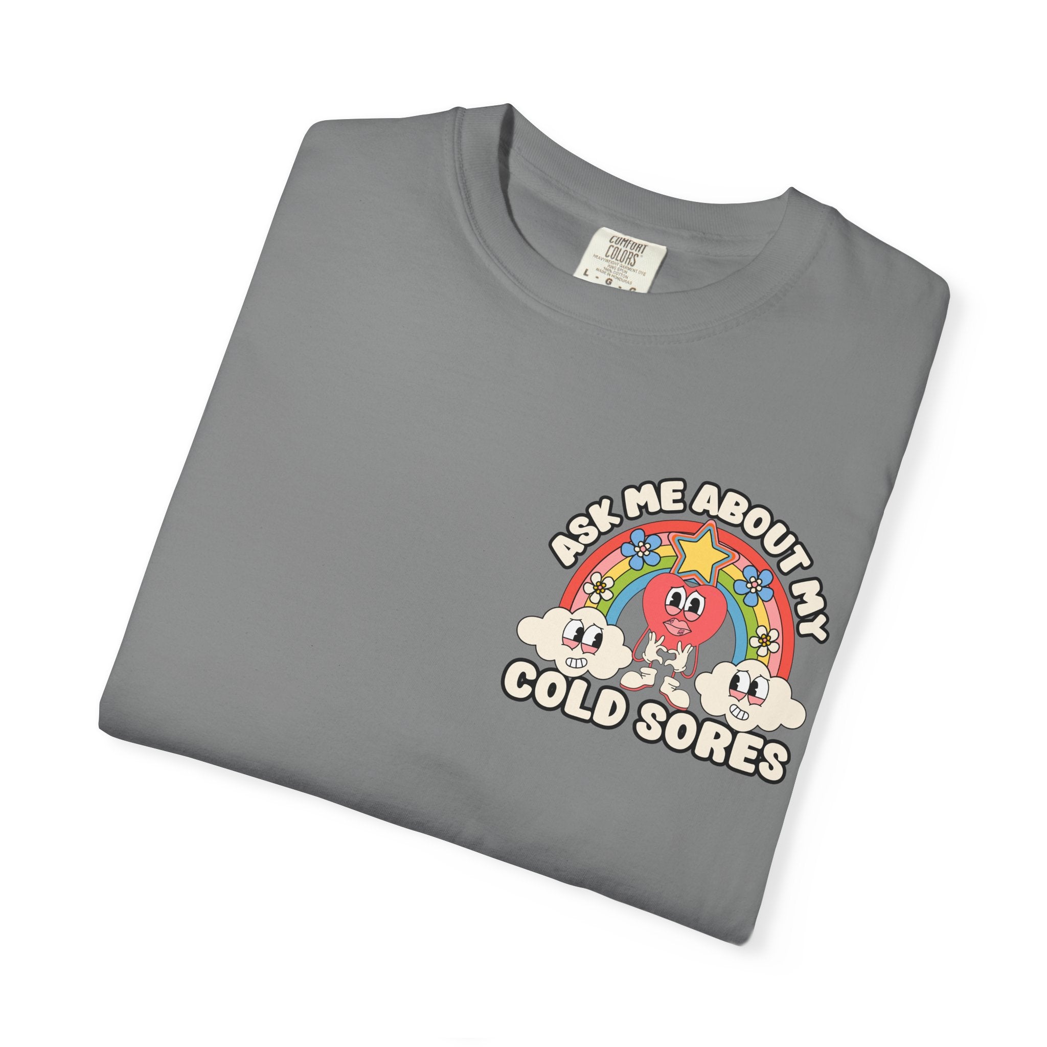 Adult Humor "Ask Me About My Cold Sores" Double-Sided Retro Tee