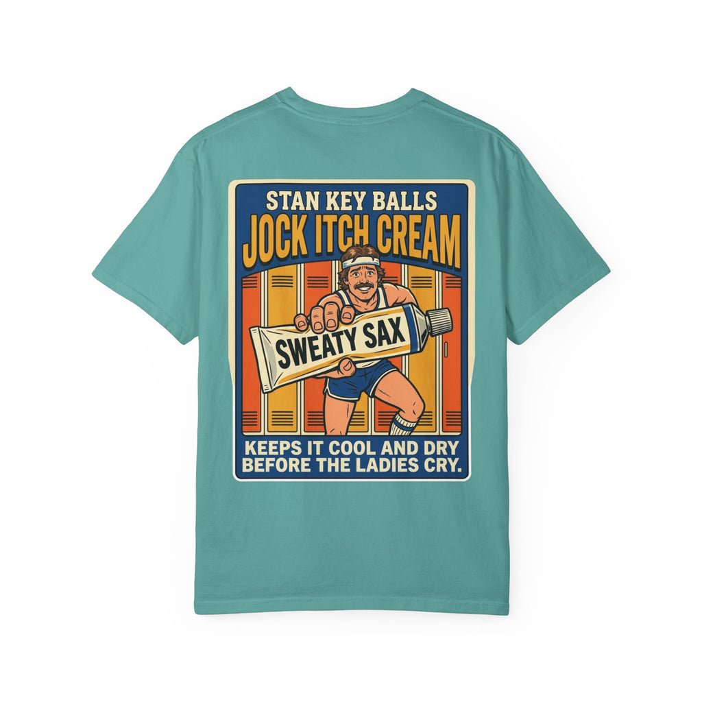 Funny Stan Key Balls Jock Itch Cream Shirt Sarcastic 1970s Retro Adult Humor Gym Gag Tee