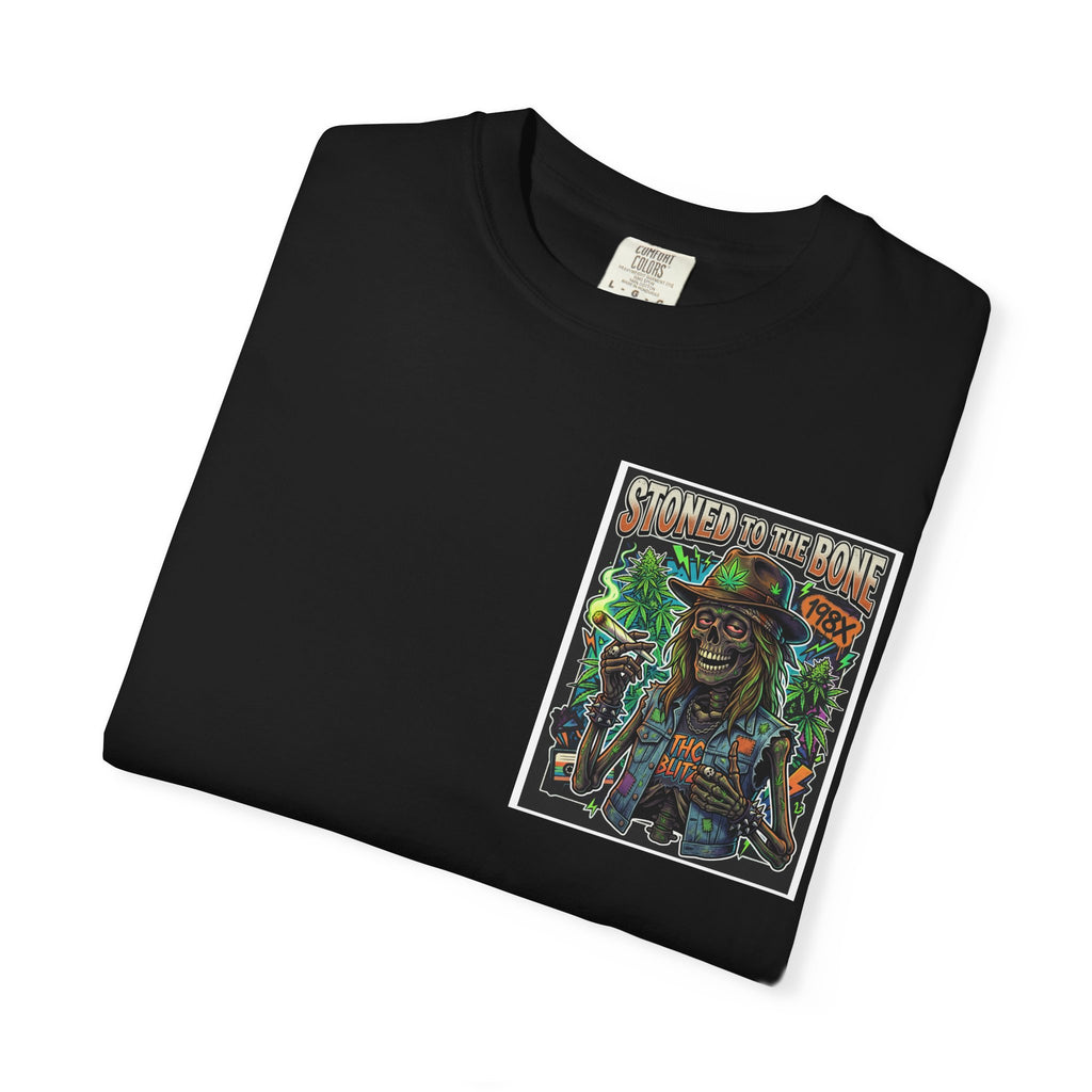 Stoned to the Bone Retro 1980s Metal Skeleton Graphic Tee