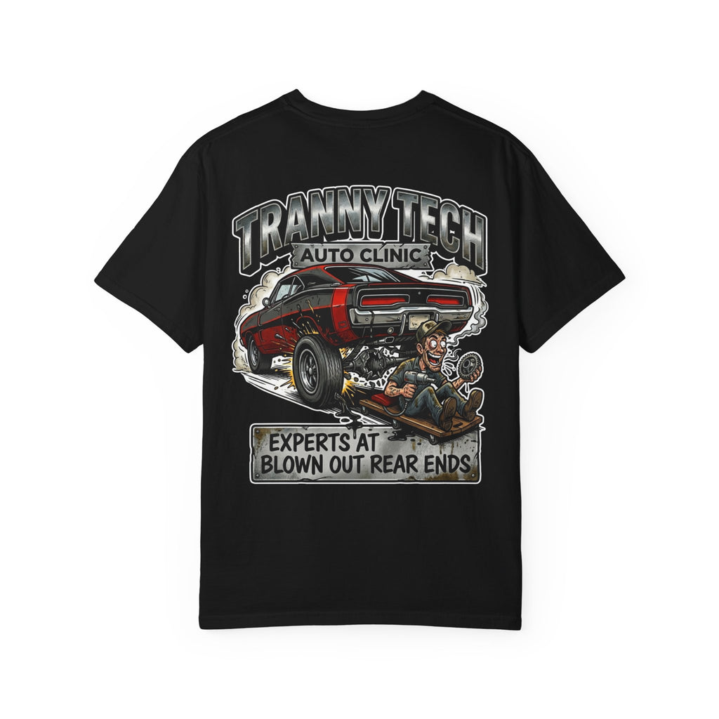 Funny Inappropriate Tranny Tech Auto Clinic Shirt - Adult Humor Mechanic Tee