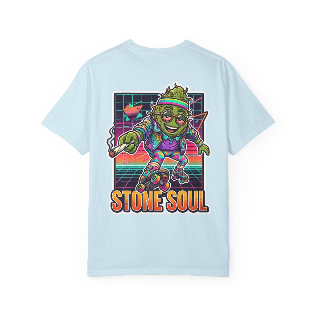 Retro 80s Synthwave Stone Soul Roller Skating Weed Bud Graphic Tee