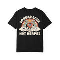 Funny Spread Love Not Herpes T-Shirt - Retro Heart Cartoon Adult Humor Tee