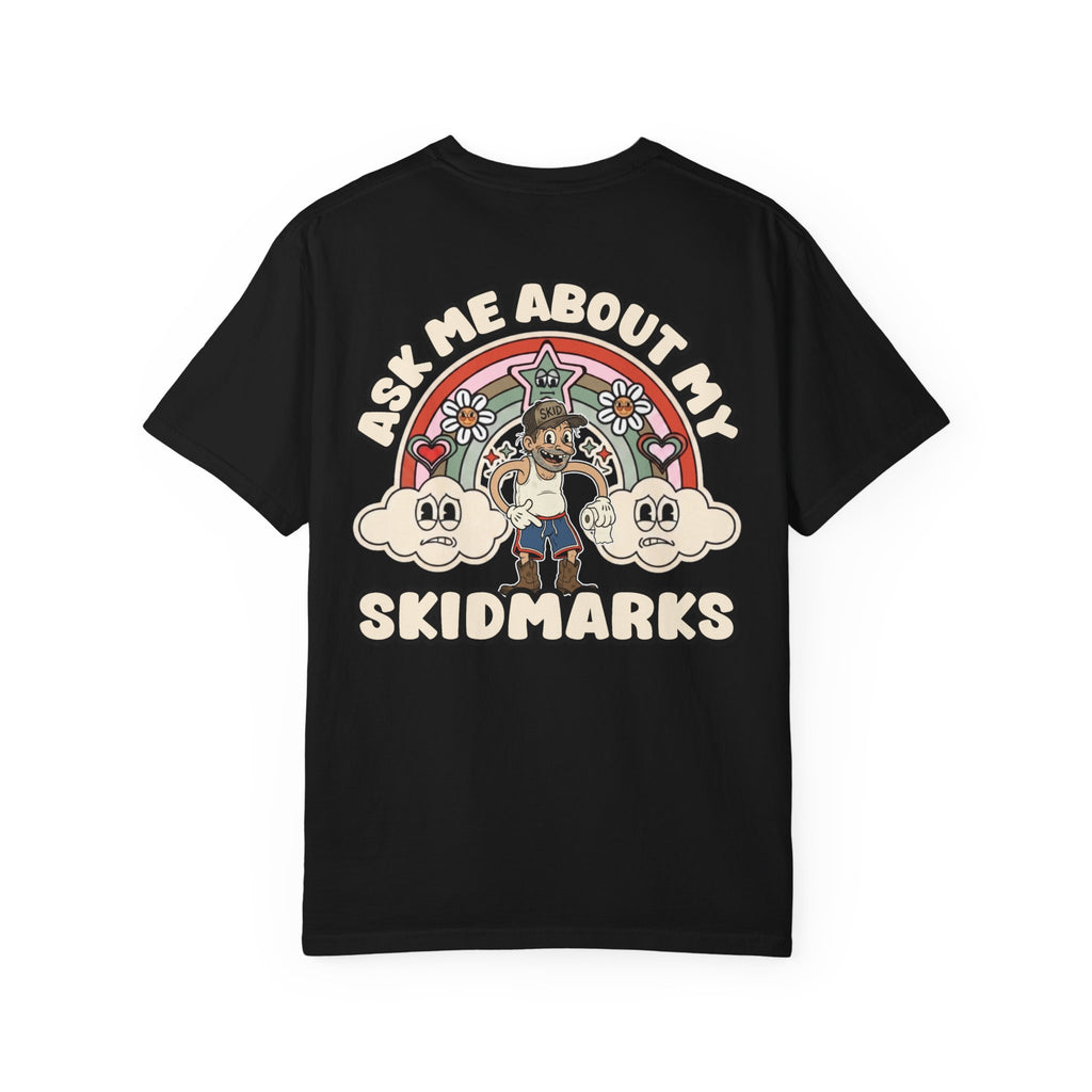 Ask Me About My Skidmarks Funny Retro Rainbow Bathroom Graphic Novelty Gag Adult Humor
