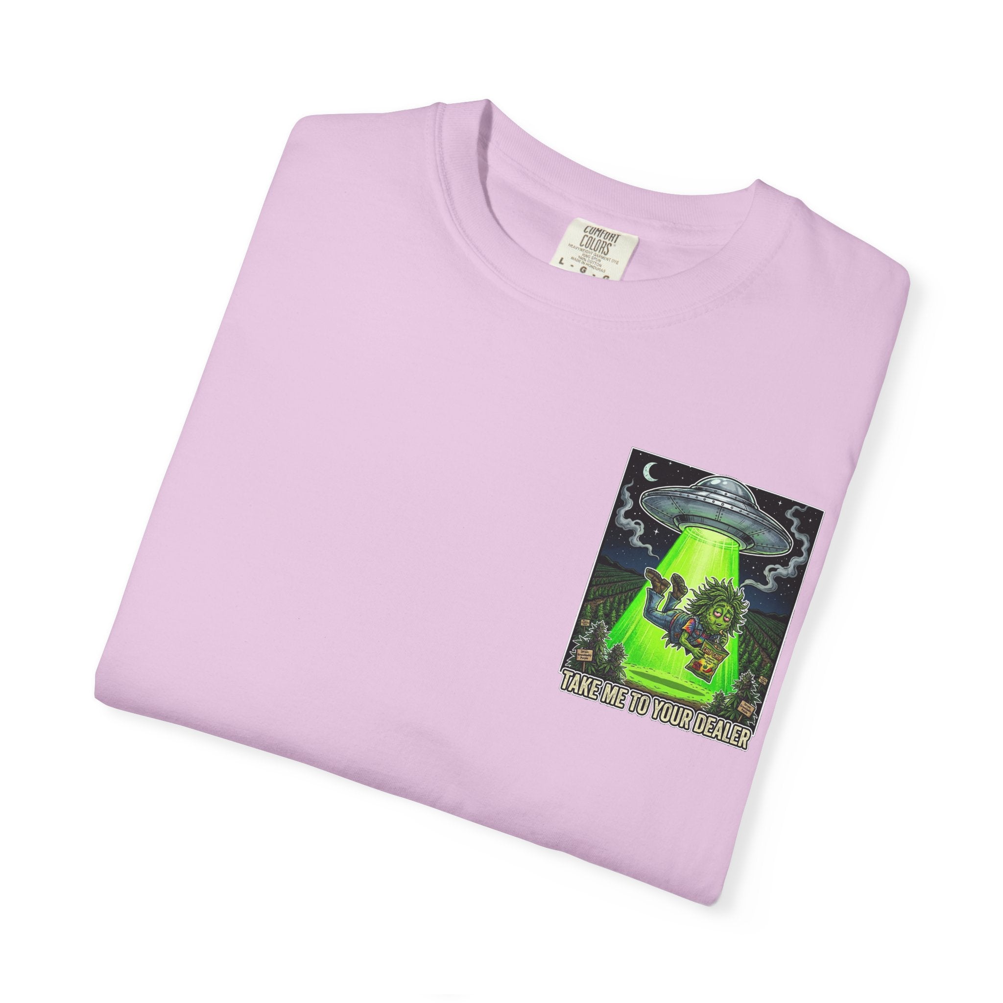 Take Me To Your Dealer - Retro Sci-Fi Cannabis Graphic Tee