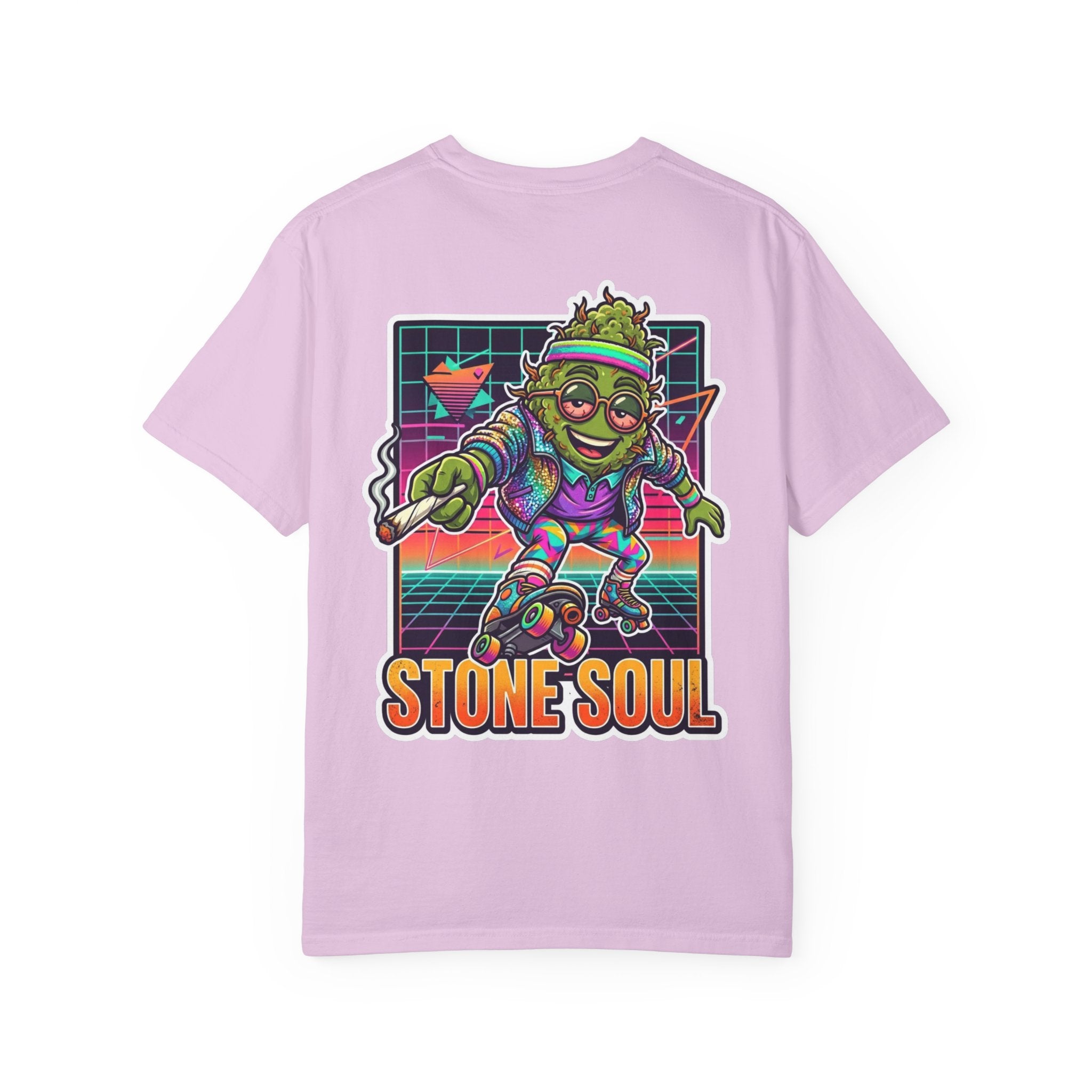 Retro 80s Synthwave Stone Soul Roller Skating Weed Bud Graphic Tee