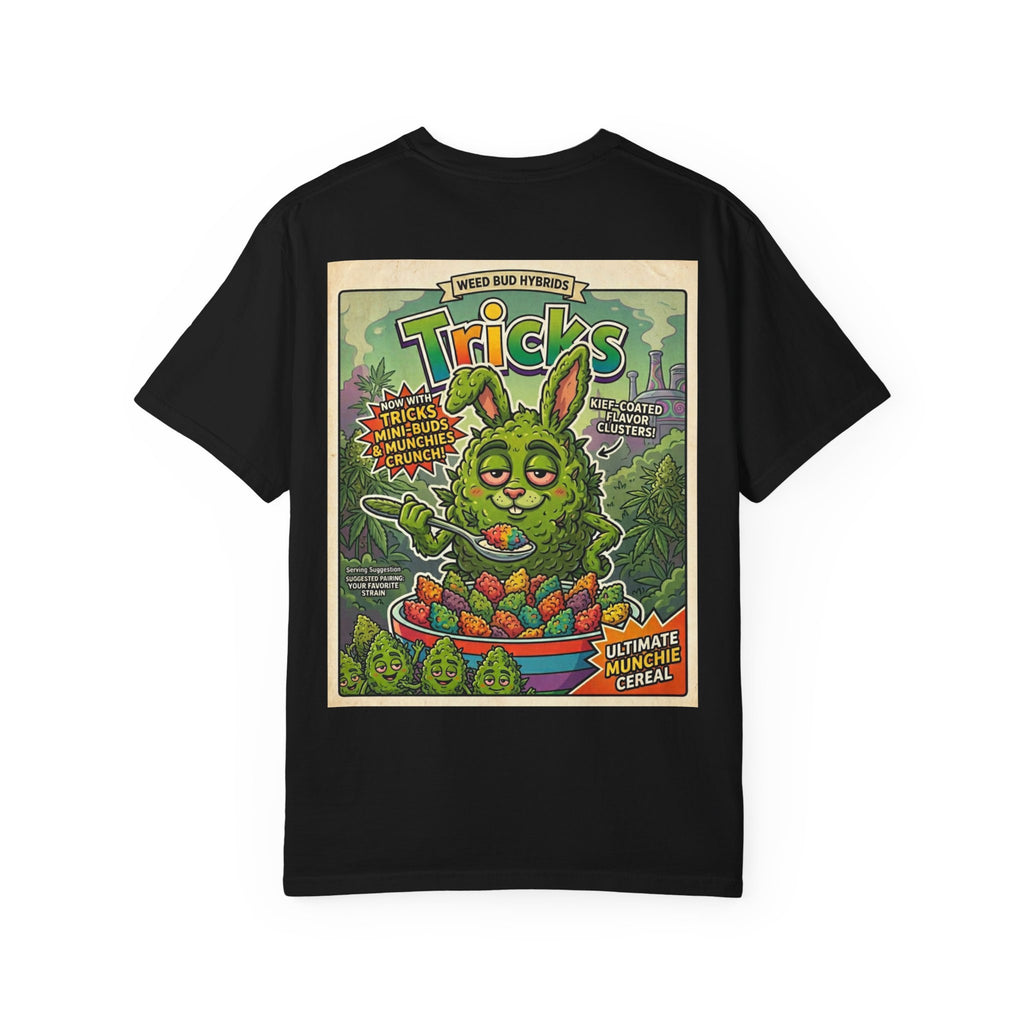 Tricks Shirt - Funny Stoner Retro Cereal Parody Trix Bunny Munchies Cannabis Weed 420 Humor Tee