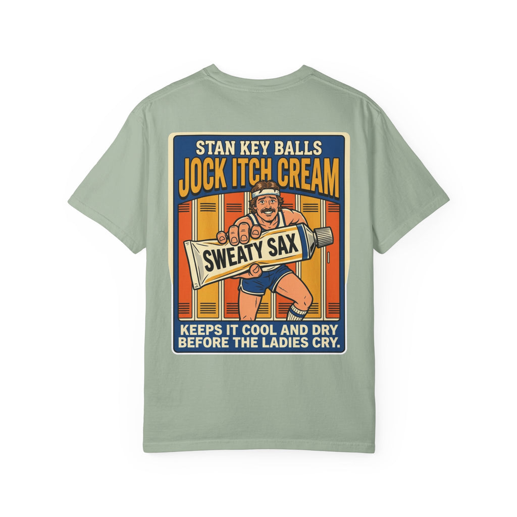 Funny Stan Key Balls Jock Itch Cream Shirt Sarcastic 1970s Retro Adult Humor Gym Gag Tee