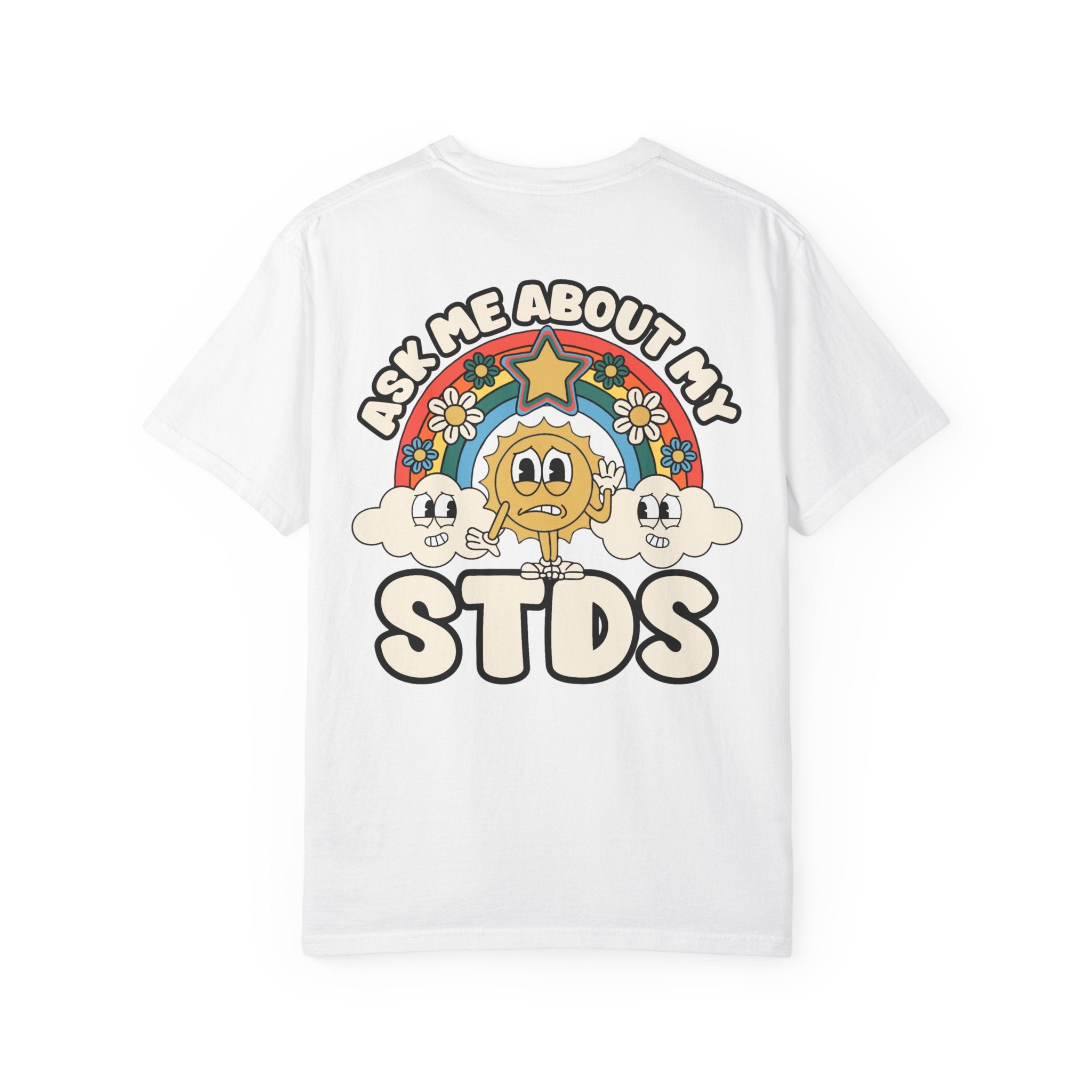 Adult Humor "Ask Me About My STDs" Double-Sided Retro Tee
