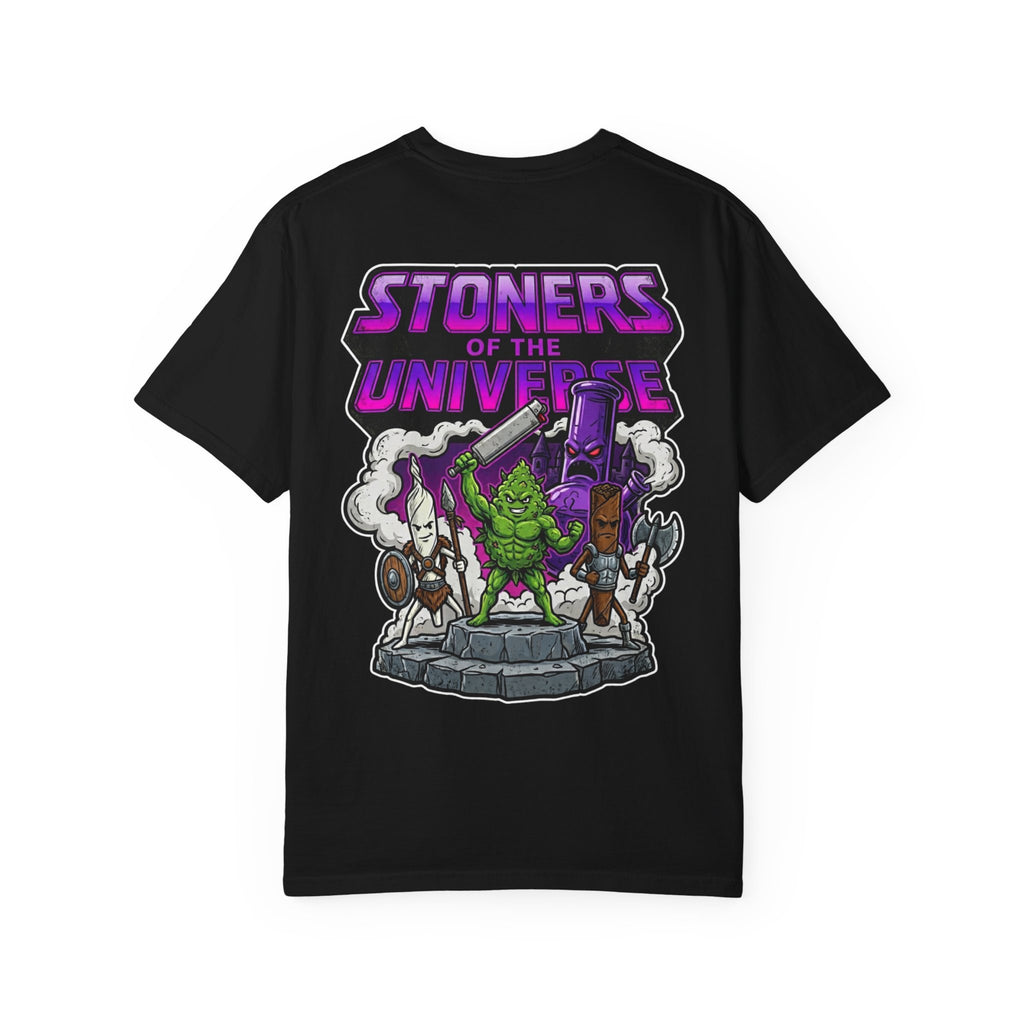 STONERS OF THE UNIVERSE Funny Retro 1980s Heroic Fantasy Parody Weed Humor T-Shirt