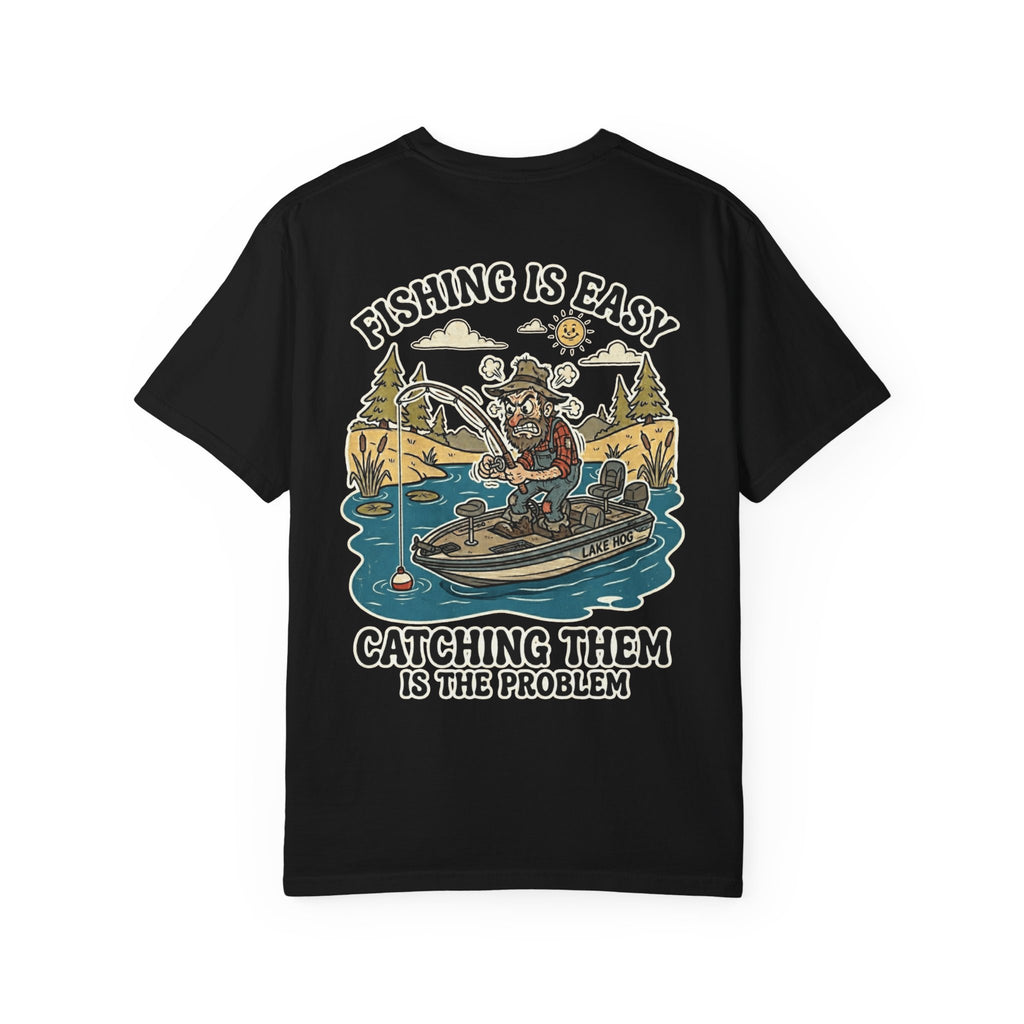 Funny Retro Fishing T-Shirt - Catching Them Is The Problem Vintage Fisherman Bass Lake Tee
