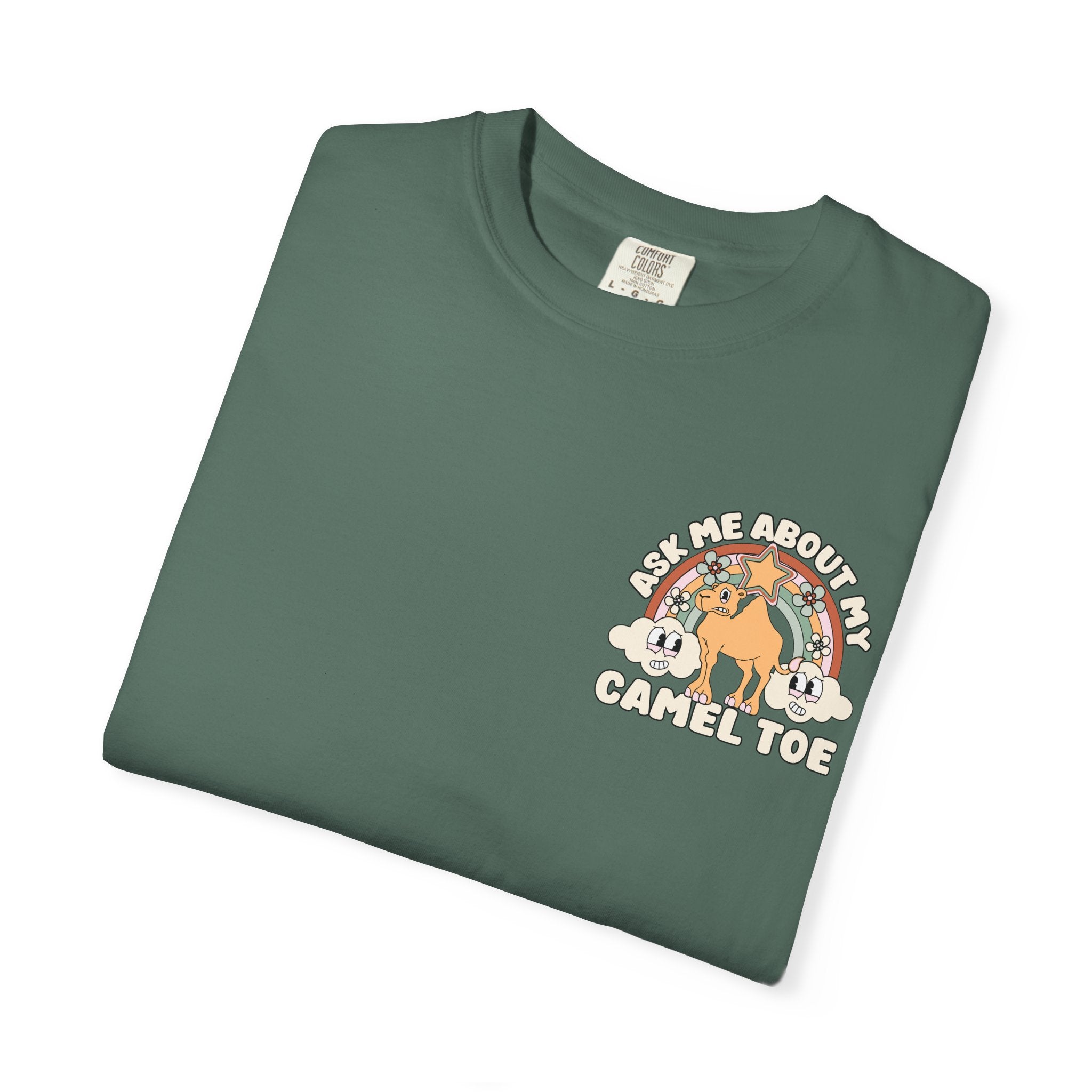 Adult Humor "Ask Me About My Camel Toe" Double-Sided Retro Tee