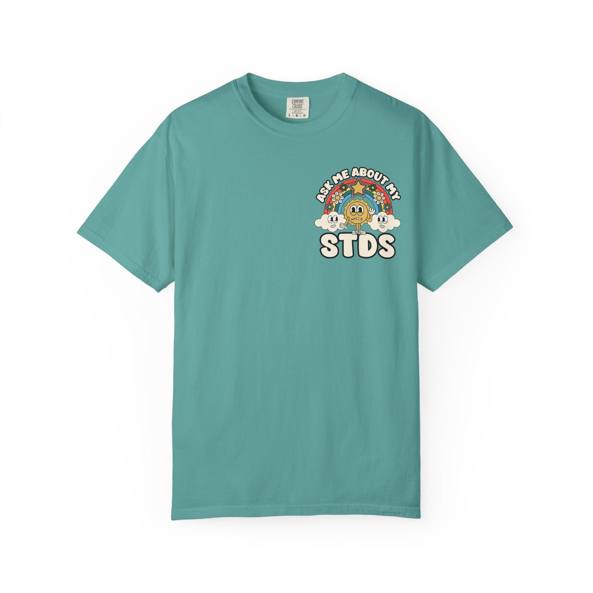 Adult Humor "Ask Me About My STDs" Double-Sided Retro Tee