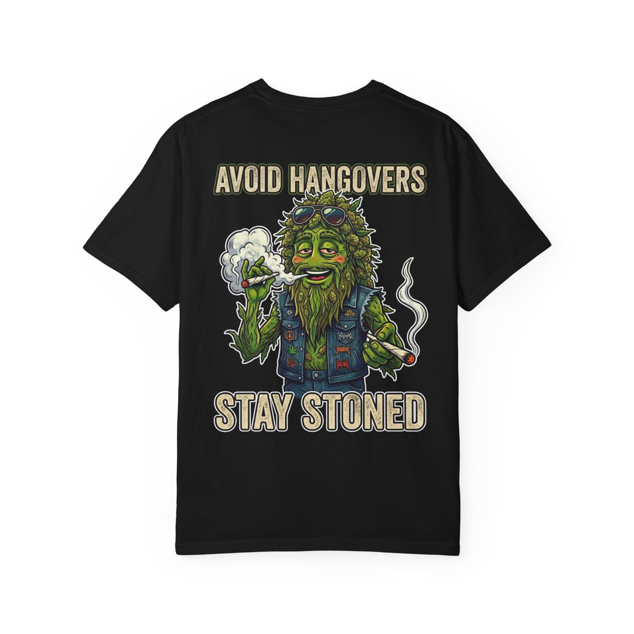 Avoid Hangovers Stay Stoned Vintage Biker Bud Graphic Tee