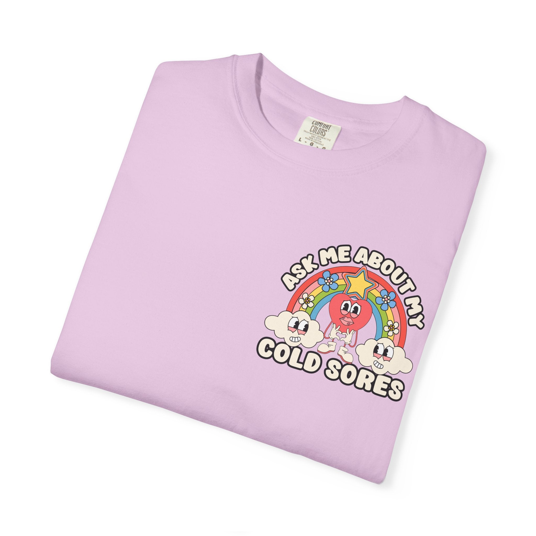Adult Humor "Ask Me About My Cold Sores" Double-Sided Retro Tee