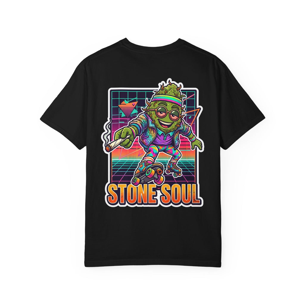 Retro 80s Synthwave Stone Soul Roller Skating Weed Bud Graphic Tee
