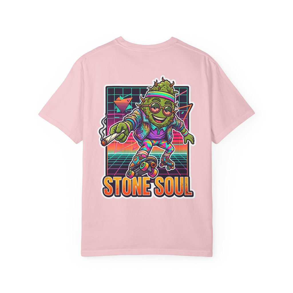 Retro 80s Synthwave Stone Soul Roller Skating Weed Bud Graphic Tee