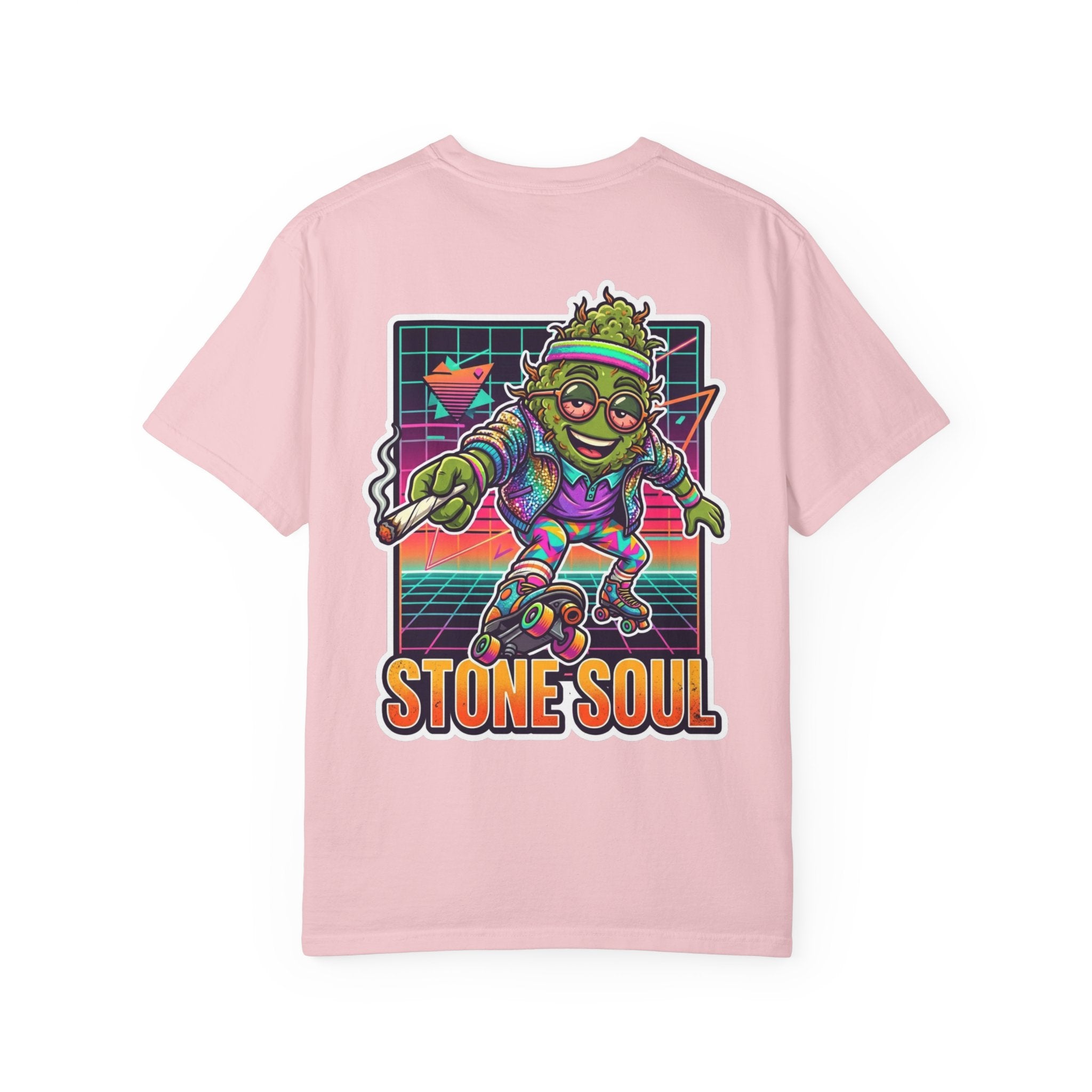 Retro 80s Synthwave Stone Soul Roller Skating Weed Bud Graphic Tee