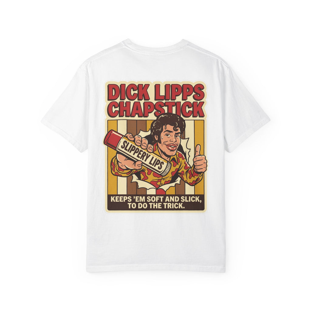 Funny Dick Lipps Chapstick Shirt Sarcastic 1970s Retro Adult Humor Lube Gag Tee
