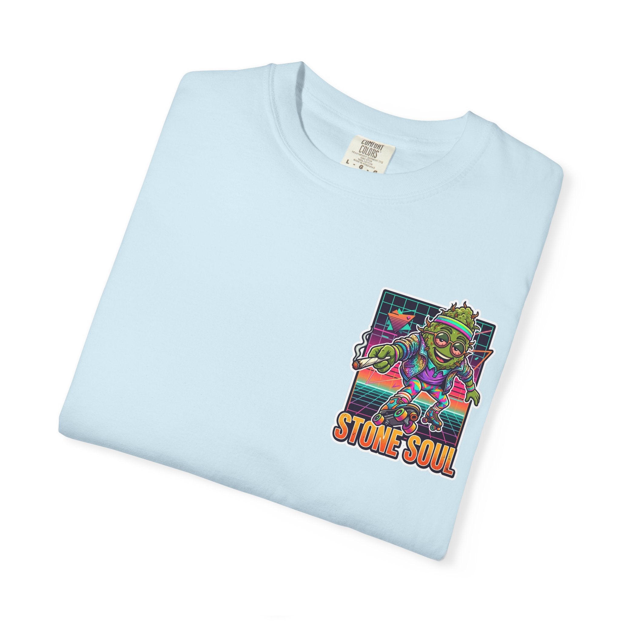 Retro 80s Synthwave Stone Soul Roller Skating Weed Bud Graphic Tee