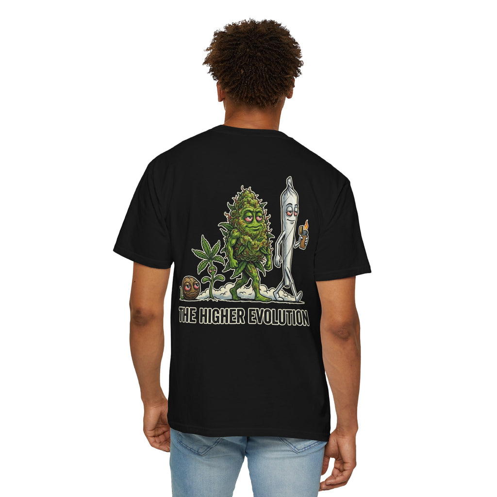 The Higher Evolution - Retro 1980s Comic Cannabis Graphic T-Shirt