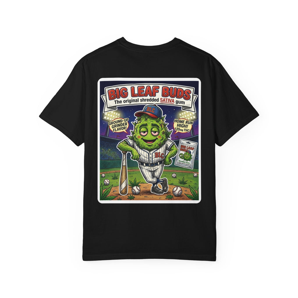 Big Leaf Buds Shirt - Funny Stoner Retro Baseball Parody Shredded Gum Cannabis Weed 420 Tee