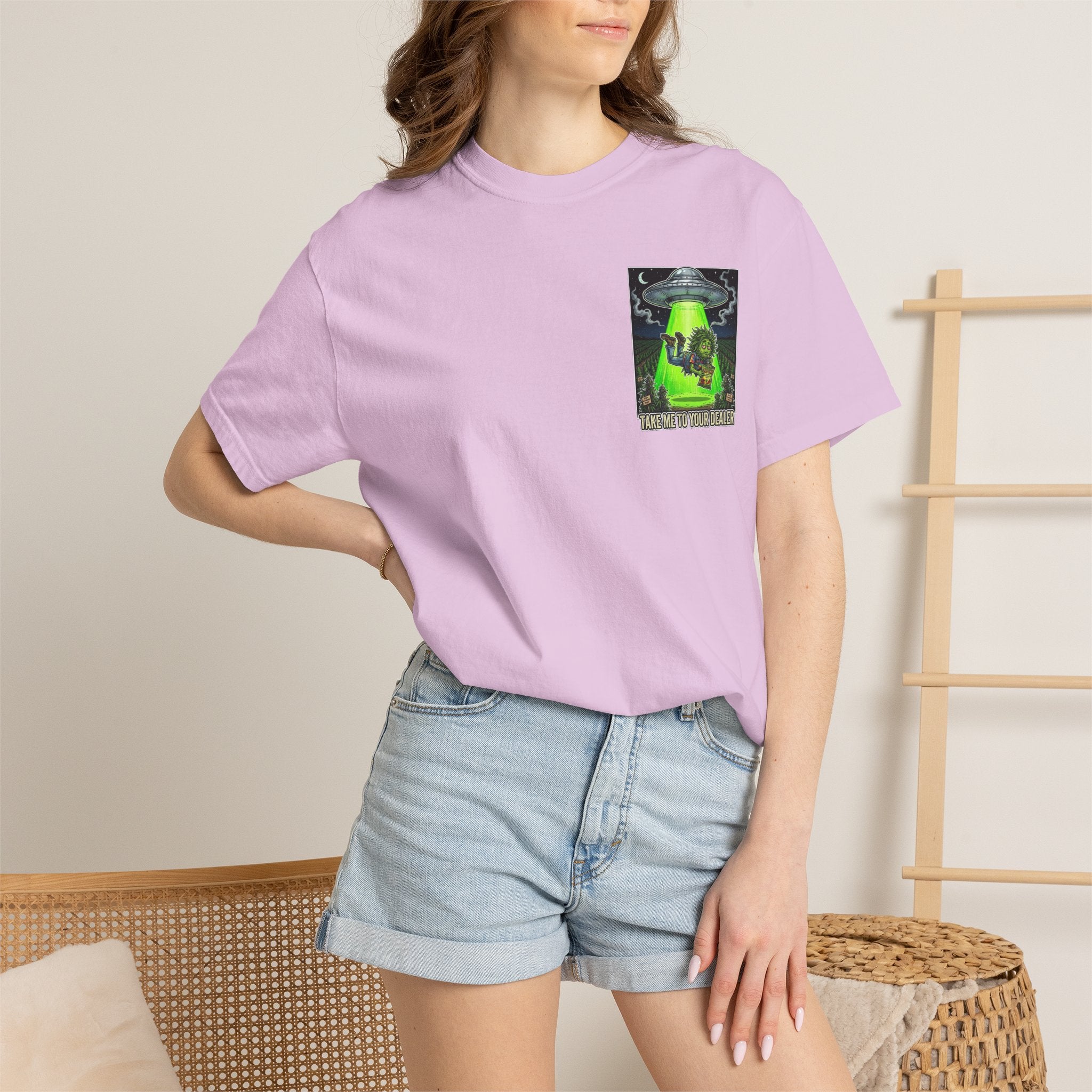 Take Me To Your Dealer - Retro Sci-Fi Cannabis Graphic Tee