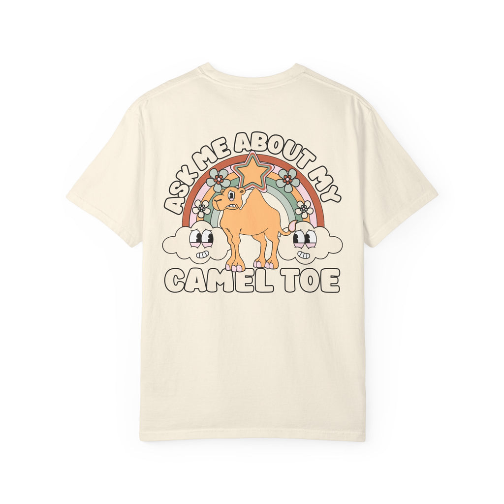 Adult Humor "Ask Me About My Camel Toe" Double-Sided Retro Tee