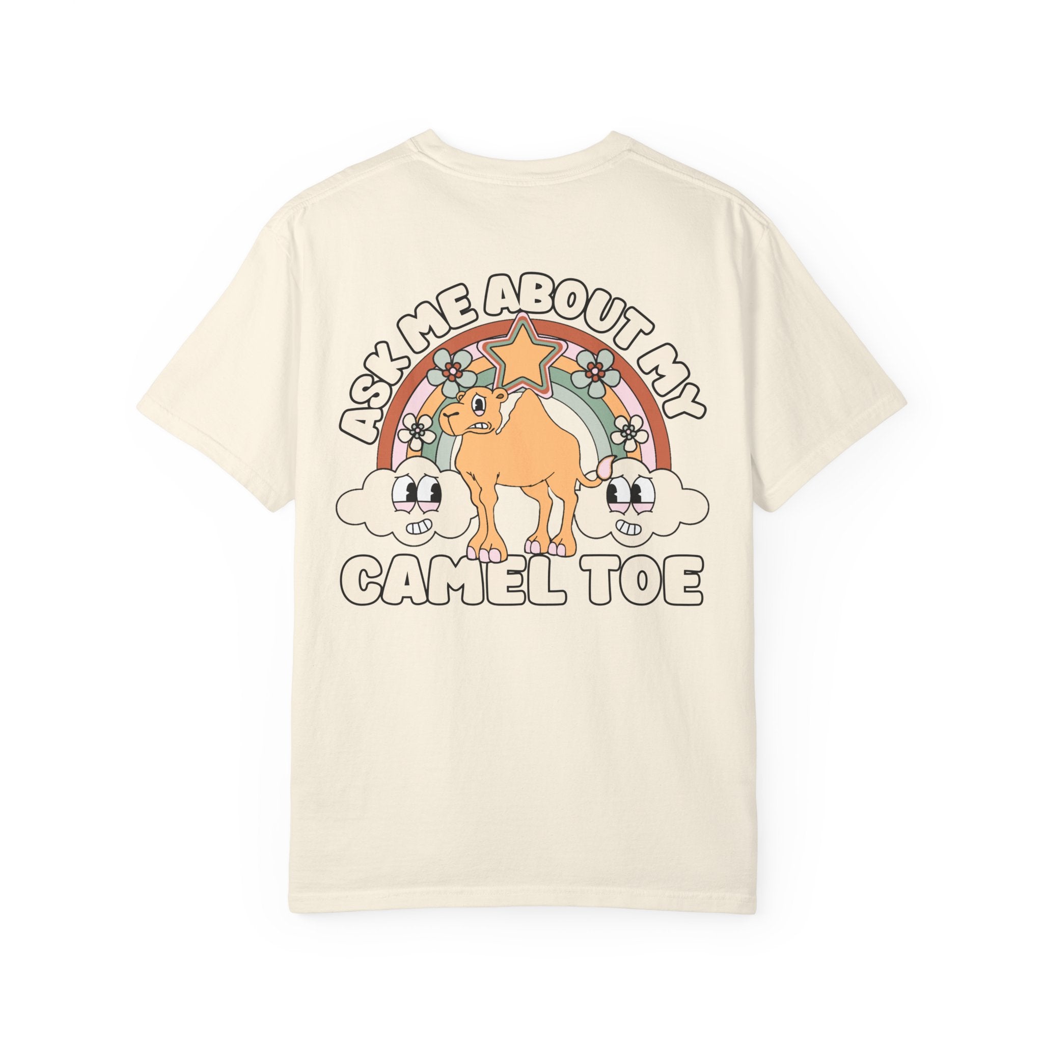 Adult Humor "Ask Me About My Camel Toe" Double-Sided Retro Tee