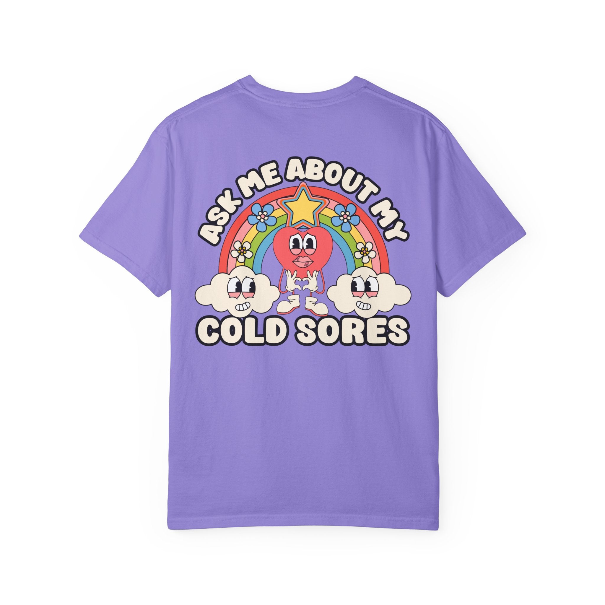 Adult Humor "Ask Me About My Cold Sores" Double-Sided Retro Tee