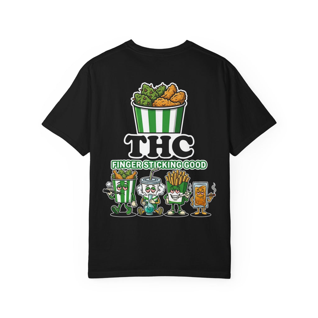 Funny Fast Food Munchies Fried Chicken Tee - THC Finger Sticking Good Parody Shirt