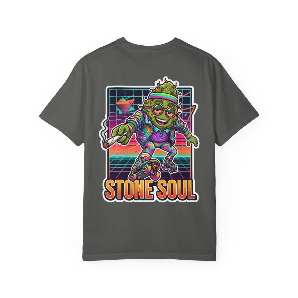 Retro 80s Synthwave Stone Soul Roller Skating Weed Bud Graphic Tee