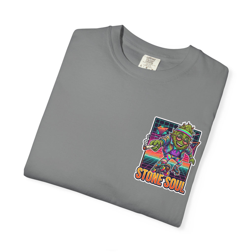 Retro 80s Synthwave Stone Soul Roller Skating Weed Bud Graphic Tee