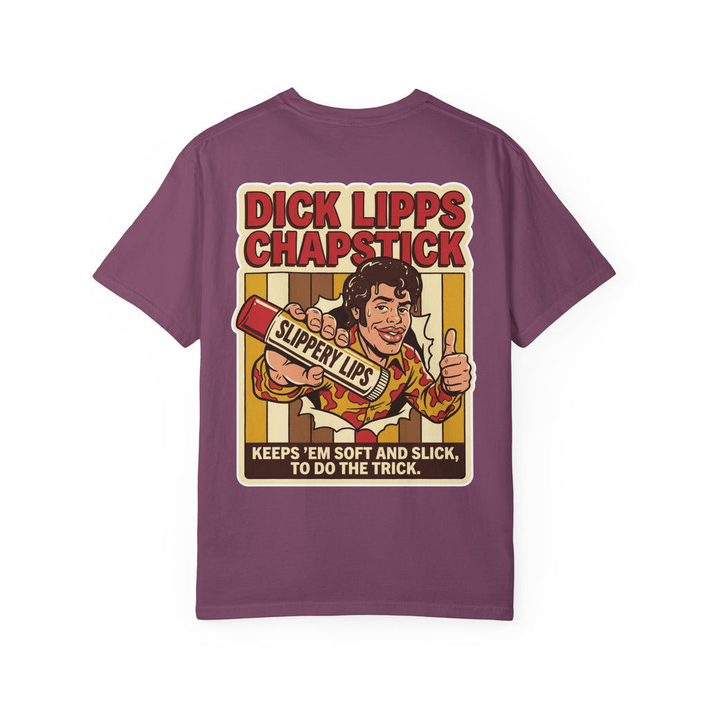 Funny Dick Lipps Chapstick Shirt Sarcastic 1970s Retro Adult Humor Lube Gag Tee