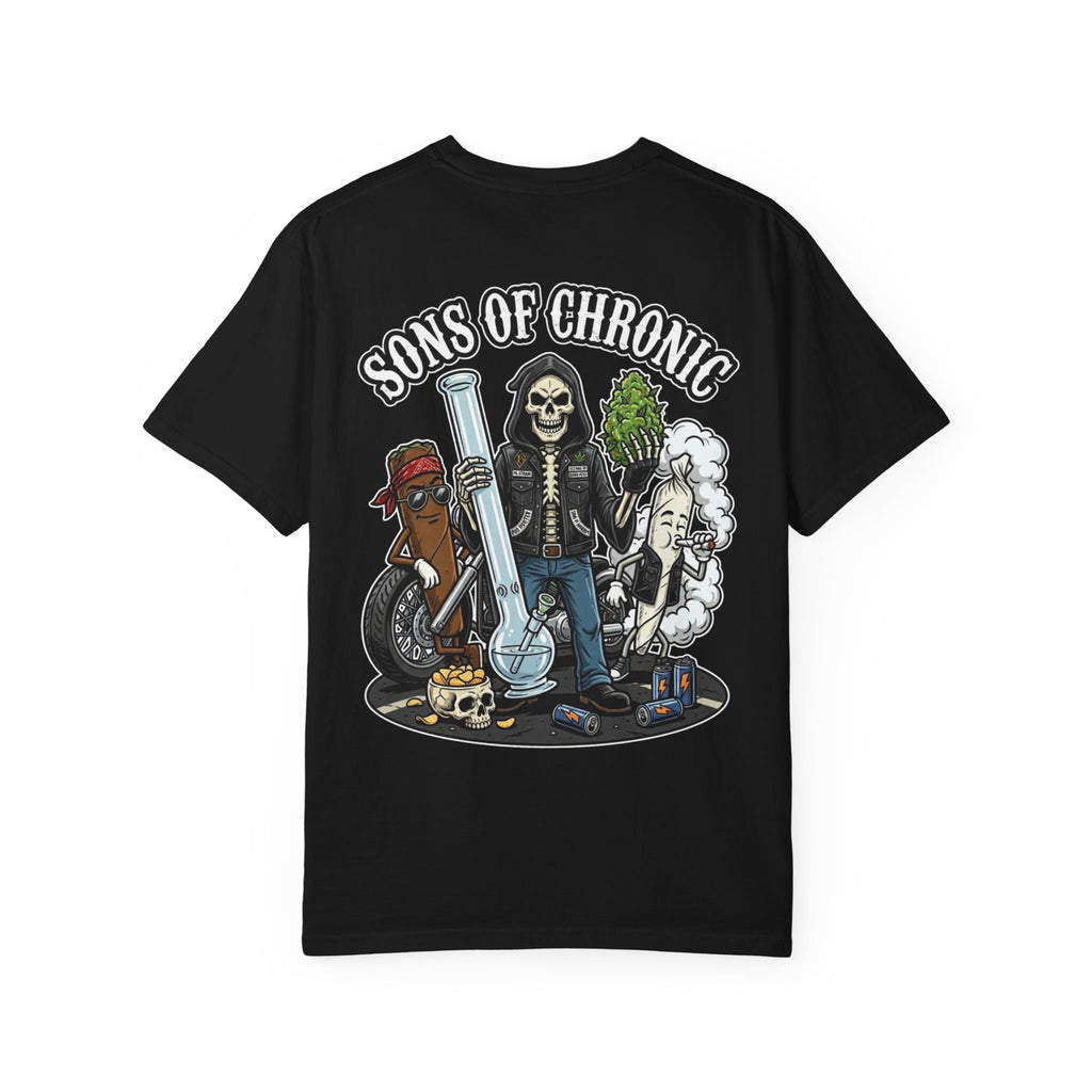 SONS OF CHRONIC Funny Biker Parody Outlaw Grim Reaper Motorcycle Weed Graphic T-Shirt