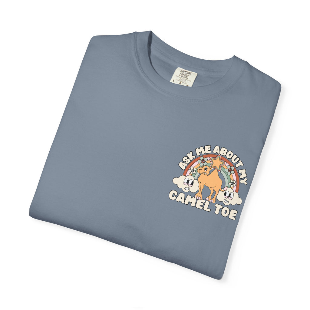 Adult Humor "Ask Me About My Camel Toe" Double-Sided Retro Tee