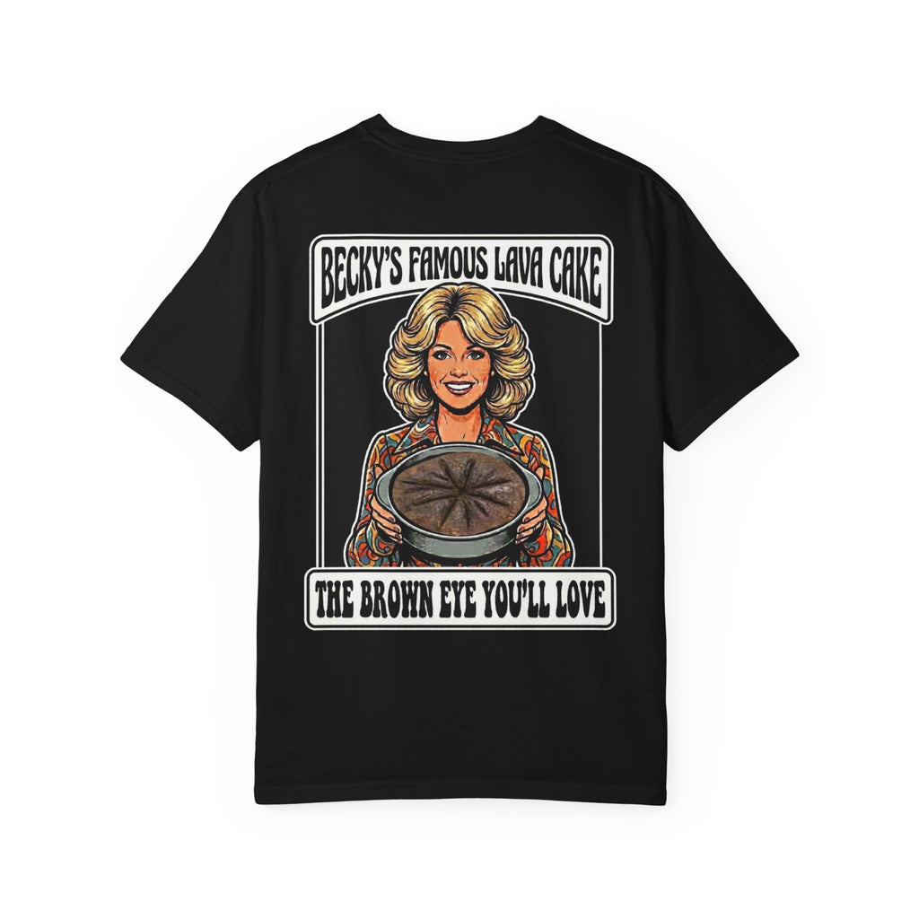 Retro Becky's Famous Lava Cake T-Shirt - Vintage 1970s TV Host Gag Gift Tee
