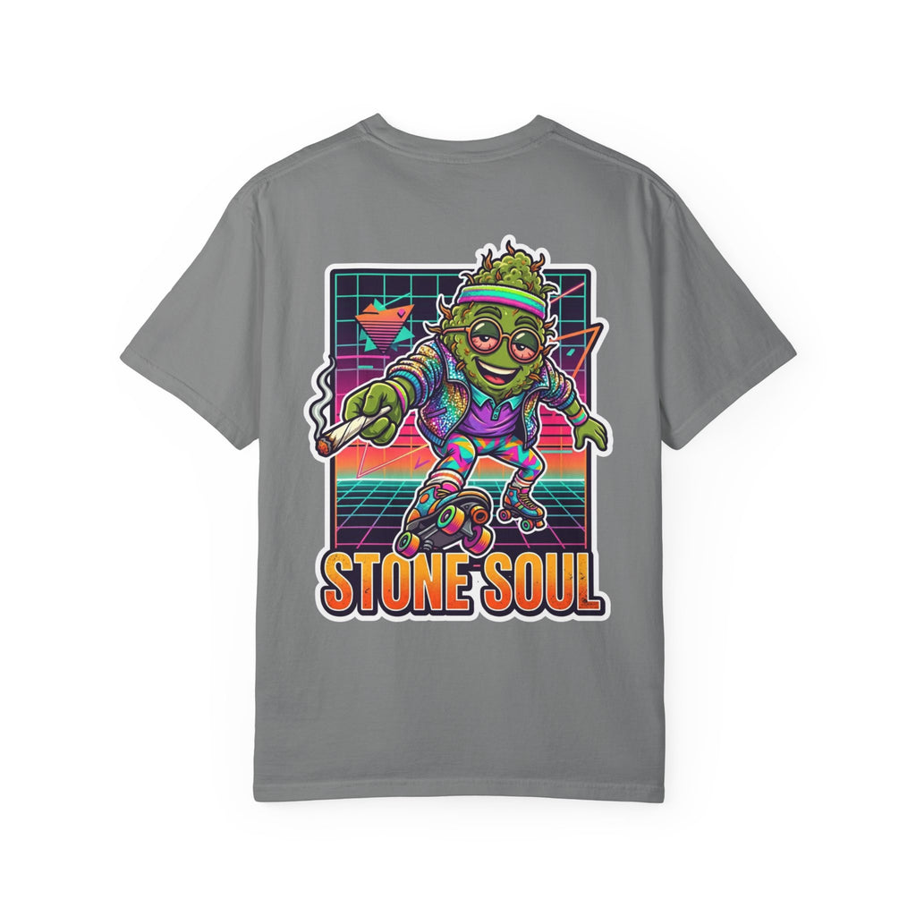 Retro 80s Synthwave Stone Soul Roller Skating Weed Bud Graphic Tee